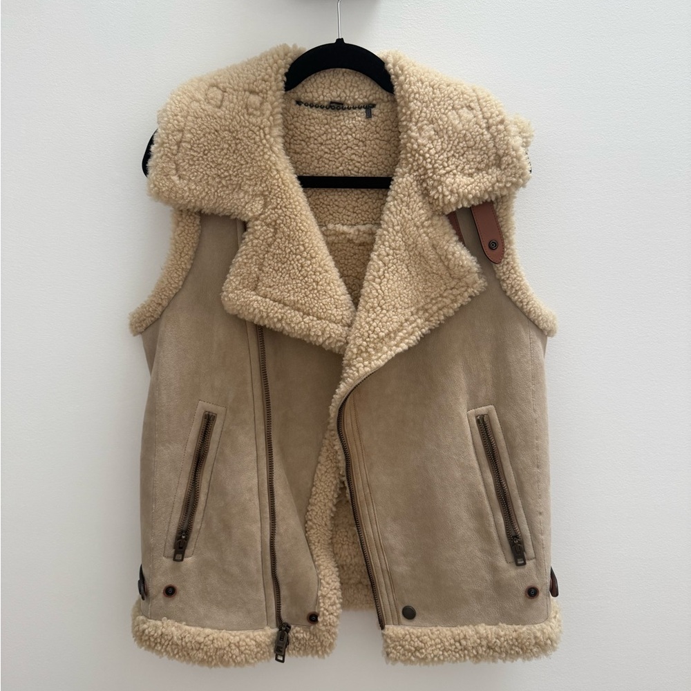 Coach Sheepskin Moto Vest  XS